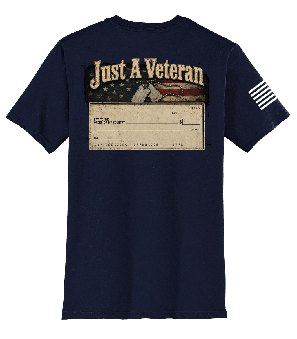 Just A Veteran - Blank Check - True Navy - Everyday Tee