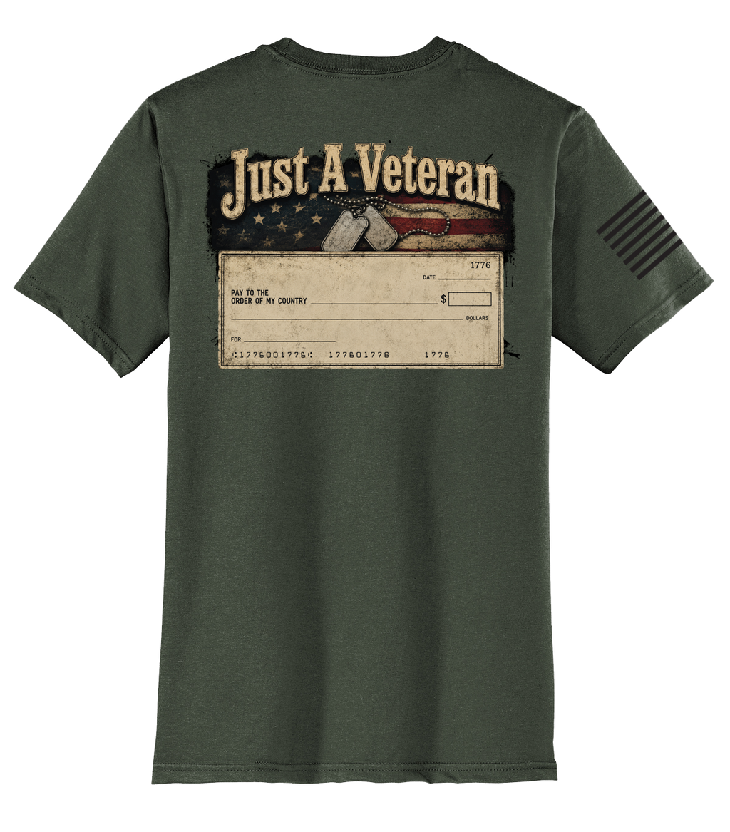 Just A Veteran - Blank Check - Olive Drab - Everyday Tee