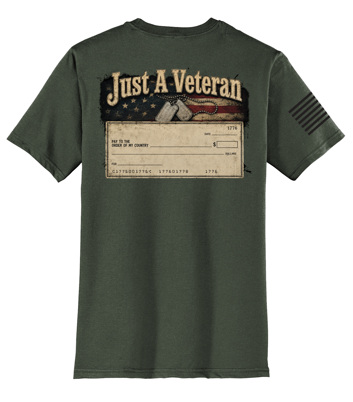 Just A Veteran - Blank Check - Olive Drab - Everyday Tee
