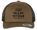 Just A Veteran - Retro Trucker Cap - Coyote Brown/Black